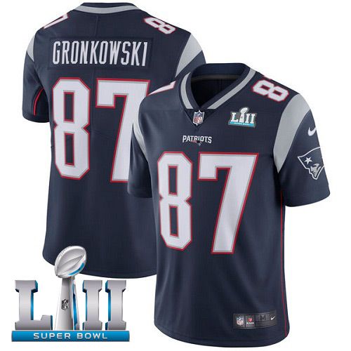 Youth New England Patriots #87 Gronkowski Blue Limited 2018 Super Bowl NFL Jerseys